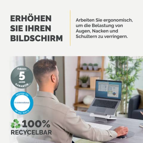Supporto per laptop fino a 15'' Fellowes Breyta™ 8,2x35,4x30,4 cm regolabile bianco - 100016559